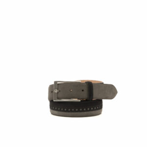 Side view of model Dodge, black and grey suede, stone nubuck, niquel buckle Golf BespokeShoes