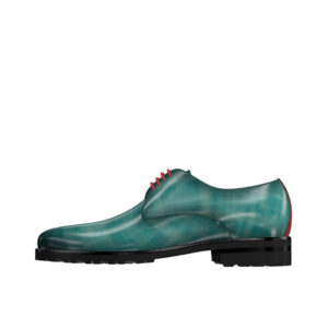 Front view of model Parker, Turquoise patina leather Golf BespokeShoes