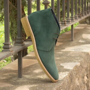 Front view of model Xavier, forest kid suede Golf BespokeShoes