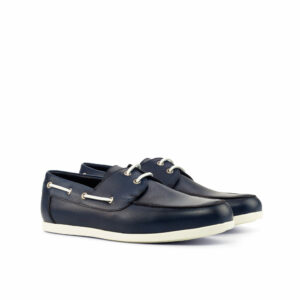 Side view of model Dennis, blue painted full grain leather Golf BespokeShoes