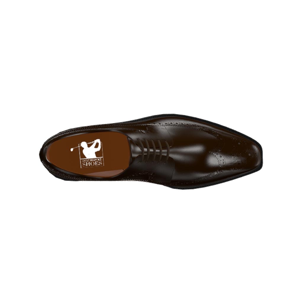 Bottom view of model Michelangelo, burgundy cordovan leather Golf BespokeShoes