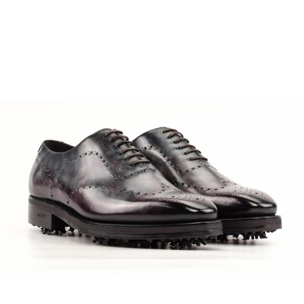 View of model Limited edition handmade golf shoes, exclusive painted calf leather golf shoes Model Limited edition Golf BespokeShoes