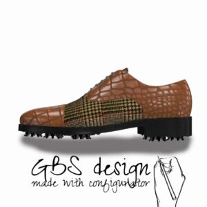 View of model Egan, exclusive leather and fabric golf shoes Model Oxford - Egan Golf BespokeShoes
