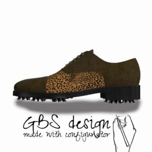 View of model Hashim, exclusive leather and fabric golf shoes Model Oxford - Hashim Golf BespokeShoes