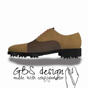 View of model Nicholas, exclusive leather and fabric golf shoes Model Oxford - Nicholas Golf BespokeShoes