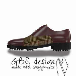 View of model Ronan, exclusive leather and fabric golf shoes Model Oxford - Ronan Golf BespokeShoes
