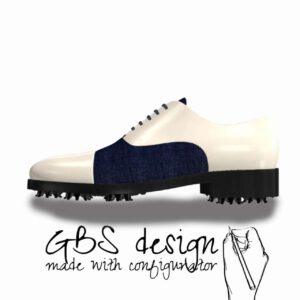 View of model Steven, exclusive leather and fabric golf shoes Model Oxford - Steven Golf BespokeShoes